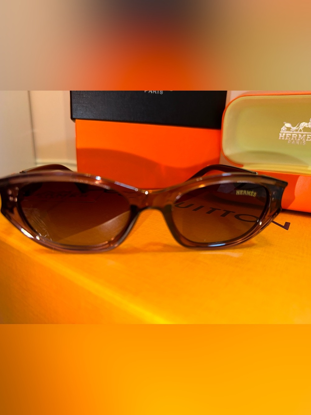 Hermès Brown Sunglasses with Gold Accents - Picture 2 of 12